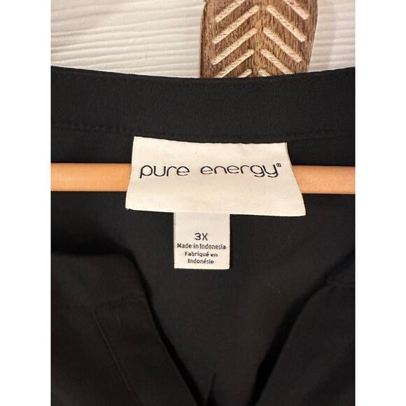 Pure Energy Black Core Career Blouse 3X Plus Size Long Sleeve Relaxed Fit Work - Picture 4 of 6